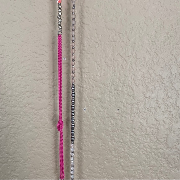 NWOT PInk Bead Tassel Protection CharmLongNecklace - Picture 7 of 8